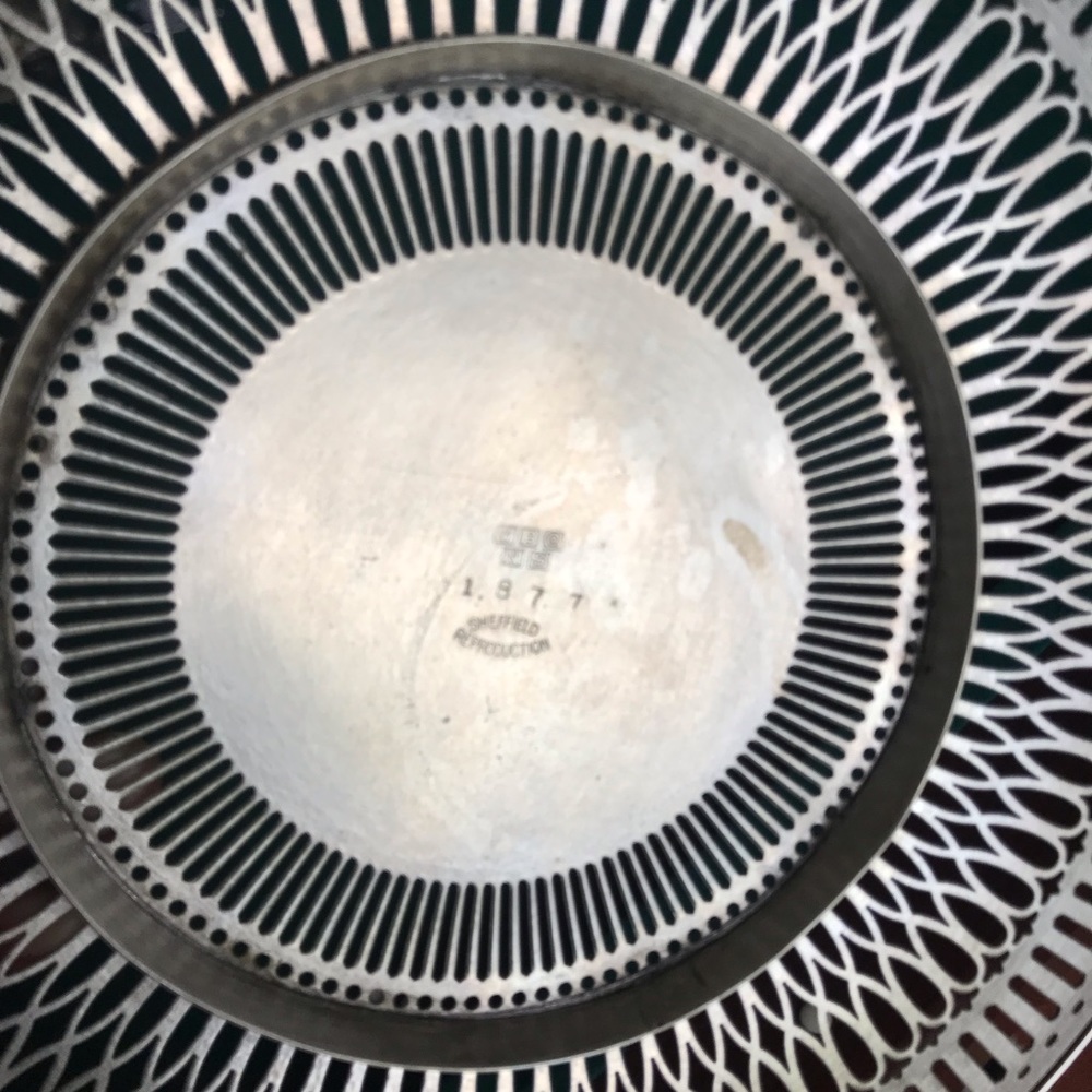 Silver 10 inch footed cake, cookie, or snack plate by Sheffield - Picture 7 of 9